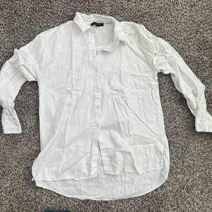 Banana Republic Oversize White Linen Button Down
